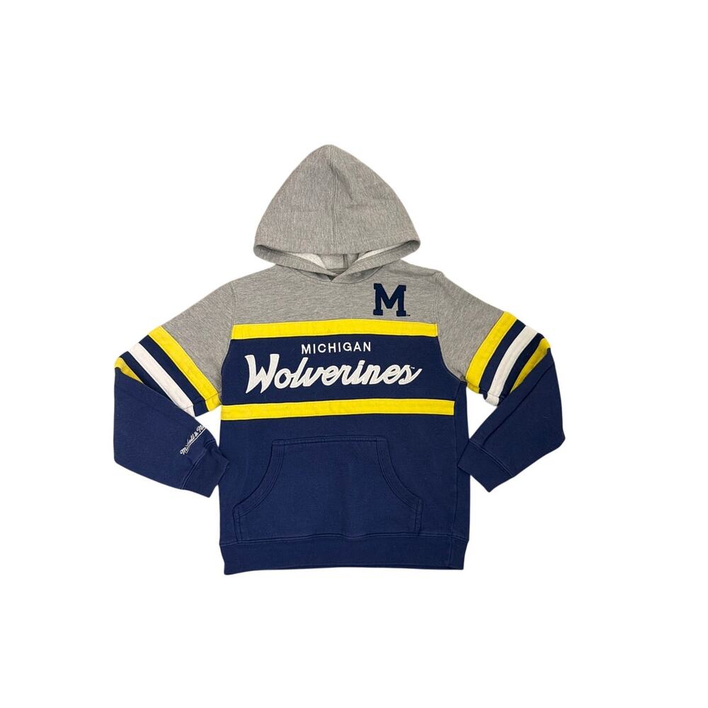 Mitchell & Ness Michigan Wolverines Pullover Hoodie Sweatshirt Medium 10/12